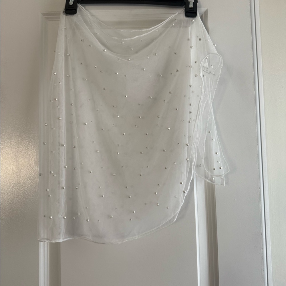 Elegant White Beaded Cover Up